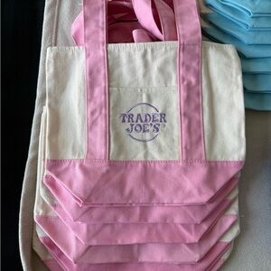Pink and Cream Canvas Tote Bag
